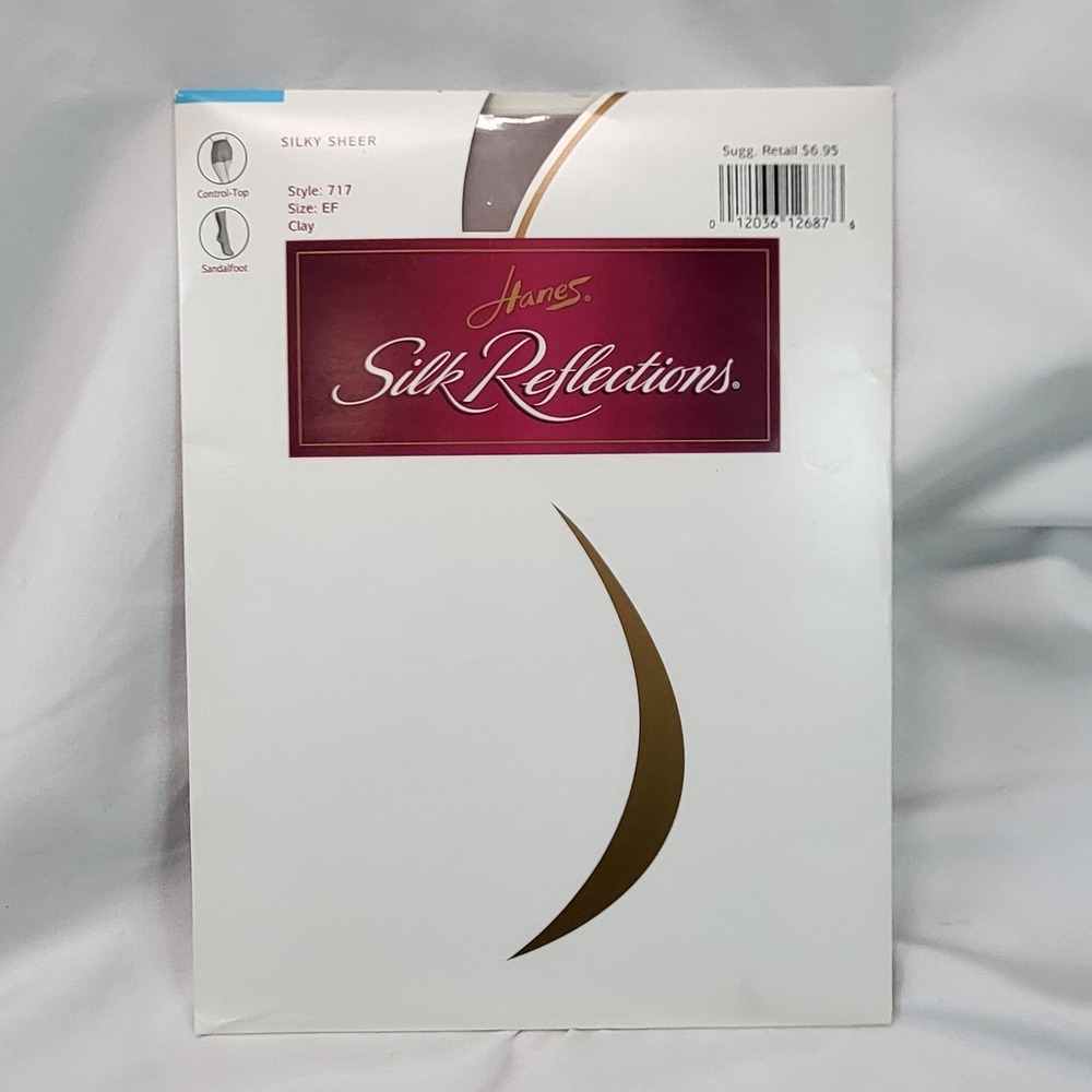 Hanes Silk Reflections Control Top Clay Pantyhose Style 717 Size E-F